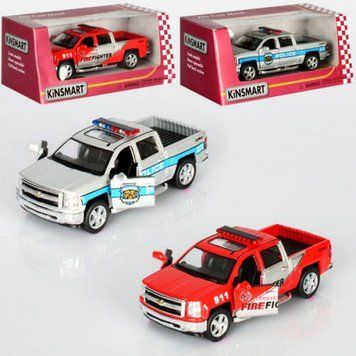 Машинка KT5381WPR інерц.,мет.,1:46,відчин. двері,гум. колеса, 2 види (поліція,пожежна),кор.,16-7-8см KT5381WPR фото