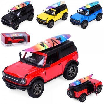 Металева машинка Ford Bronco Kinsmart KT5438WS, 1:34, інерція, дошка для серфінгу KT5438WS фото