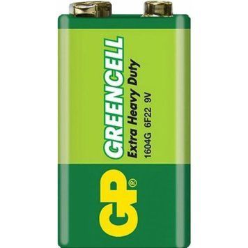 Батарейка GP Greencell Carbon Zinc 9V Крона, сольова 6F22 1604GLF-S1 фото
