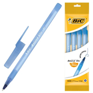 Ручка кулькова "BIC" Round Stic 944176 синя, 4шт в блістері 944176 фото