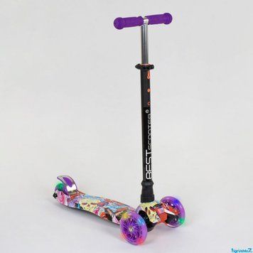Самокат А 24664 / 779-1313 MAXI "Best Scooter" (1) пластмасовий, 4 колеса PU, СВІТЛО, трубка керма алюмінієва, d = 12см, в коробці А 24664-35937 фото