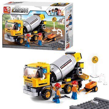Конструктор SLUBAN M38-B0550 бетономешалка, тачка, фигурки, 296дет, в коробке. 33-23,5-5,5см M38-B0550 фото