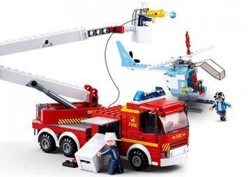 Конструктор SLUBAN M38-B0627 "Fire": машина, гелікоптер, фігурки, 394 дет. M38-B0627 фото