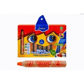 Олівці 8 кольорів круглі Jumbo акварельні з чинкою,Chubby color, 1800-8CB, ТМ "Marco" 1800-8CB-32878 фото