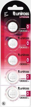 Батарейки Uniross CR2032 U5CR2032 - літієві елементи живлення 3V U5CR2032 фото